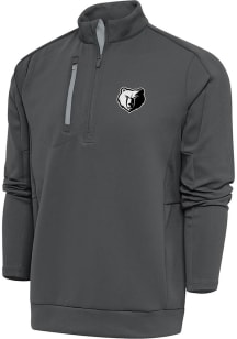Antigua Memphis Grizzlies Mens Grey Metallic Logo Generation Long Sleeve 1/4 Zip Pullover