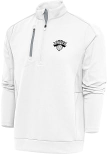 Antigua New York Knicks Mens White Metallic Logo Generation Long Sleeve 1/4 Zip Pullover