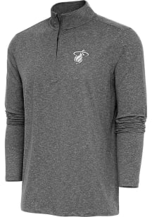 Antigua Miami Heat Mens Black Metallic Logo Hunk Long Sleeve 1/4 Zip Pullover