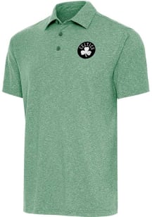 Antigua Boston Celtics Mens Green Metallic Logo Par 3 Short Sleeve Polo
