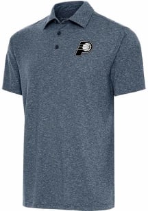Antigua Indiana Pacers Mens Navy Blue Metallic Logo Par 3 Short Sleeve Polo