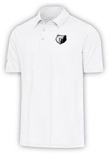 Antigua Memphis Grizzlies Mens White Metallic Logo Par 3 Short Sleeve Polo