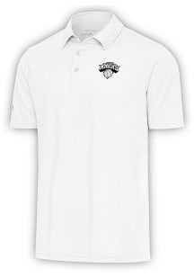 Antigua New York Knicks Mens White Metallic Logo Par 3 Short Sleeve Polo