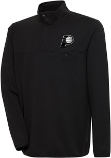 Antigua Indiana Pacers Mens Black Metallic Logo Steamer Long Sleeve 1/4 Zip Pullover
