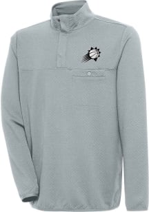 Antigua Phoenix Suns Mens Grey Metallic Logo Steamer Long Sleeve 1/4 Zip Pullover