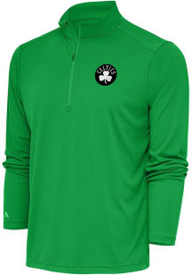 Antigua Boston Celtics Mens Green Metallic Logo Tribute Long Sleeve 1/4 Zip Pullover