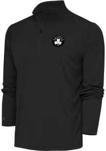 Antigua Boston Celtics Mens Grey Metallic Logo Tribute Long Sleeve 1/4 Zip Pullover