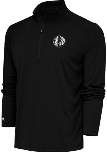 Antigua Dallas Mavericks Mens Black Metallic Logo Tribute Long Sleeve 1/4 Zip Pullover