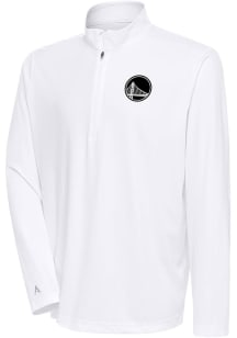 Antigua Golden State Warriors Mens White Metallic Logo Tribute Long Sleeve 1/4 Zip Pullover