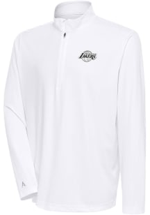 Antigua Los Angeles Lakers Mens White Metallic Logo Tribute Long Sleeve 1/4 Zip Pullover