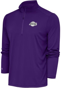 Antigua Los Angeles Lakers Mens Purple Metallic Logo Tribute Long Sleeve 1/4 Zip Pullover
