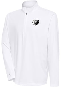 Antigua Memphis Grizzlies Mens White Metallic Logo Tribute Long Sleeve 1/4 Zip Pullover