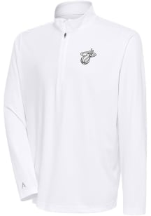 Antigua Miami Heat Mens White Metallic Logo Tribute Long Sleeve 1/4 Zip Pullover