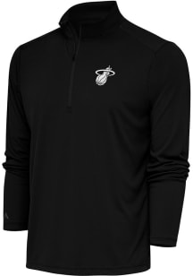 Antigua Miami Heat Mens Black Metallic Logo Tribute Long Sleeve 1/4 Zip Pullover