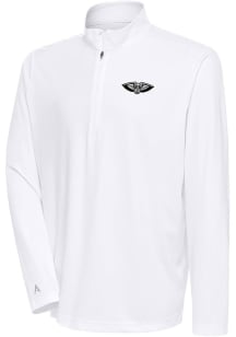 Antigua New Orleans Pelicans Mens White Metallic Logo Tribute Long Sleeve 1/4 Zip Pullover