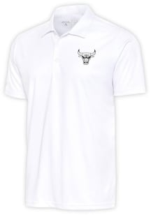 Antigua Chicago Bulls Mens White Metallic Logo Tribute Short Sleeve Polo