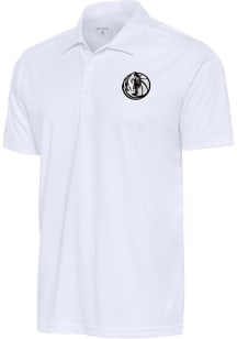 Antigua Dallas Mavericks Mens White Metallic Logo Tribute Short Sleeve Polo