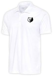 Antigua Memphis Grizzlies Mens White Metallic Logo Tribute Short Sleeve Polo