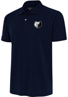 Antigua Memphis Grizzlies Mens Navy Blue Metallic Logo Tribute Short Sleeve Polo