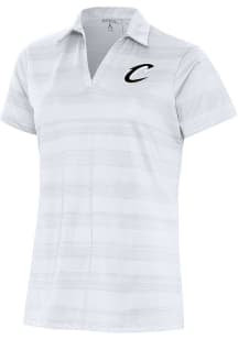 Antigua Cleveland Cavaliers Womens White Metallic Logo Compass Short Sleeve Polo Shirt