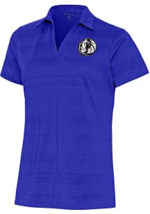 Antigua Dallas Mavericks Womens Blue Metallic Logo Compass Short Sleeve Polo Shirt