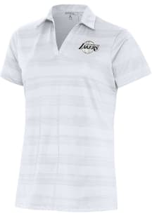 Antigua Los Angeles Lakers Womens White Metallic Logo Compass Short Sleeve Polo Shirt