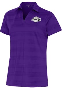Antigua Los Angeles Lakers Womens Purple Metallic Logo Compass Short Sleeve Polo Shirt