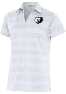 Antigua Memphis Grizzlies Womens White Metallic Logo Compass Short Sleeve Polo Shirt