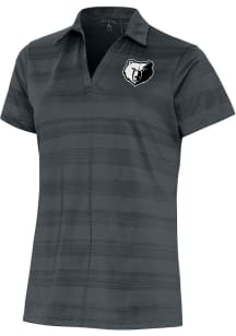 Antigua Memphis Grizzlies Womens Grey Metallic Logo Compass Short Sleeve Polo Shirt