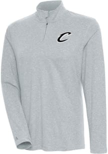 Antigua Cleveland Cavaliers Womens Grey Metallic Logo Confront 1/4 Zip Pullover