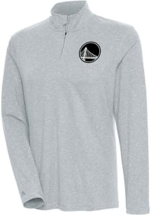 Antigua Golden State Womens Grey Metallic Logo Confront 1/4 Zip Pullover