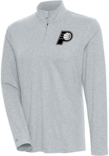 Antigua Indiana Womens Grey Metallic Logo Confront 1/4 Zip Pullover