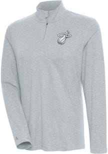 Antigua Miami Womens Grey Metallic Logo Confront 1/4 Zip Pullover