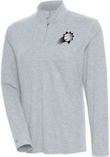 Antigua Phoenix Suns Womens Grey Metallic Logo Confront 1/4 Zip Pullover