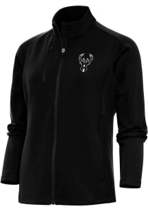 Antigua Milwaukee Bucks Womens Black Metallic Logo Generation Light Weight Jacket