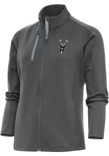 Antigua Milwaukee Bucks Womens Grey Metallic Logo Generation Light Weight Jacket