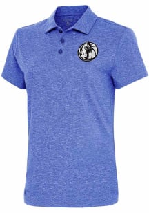 Antigua Dallas Mavericks Womens Blue Metallic Logo Motivated Short Sleeve Polo Shirt
