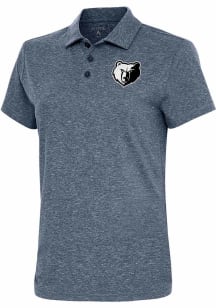 Antigua Memphis Grizzlies Womens Navy Blue Metallic Logo Motivated Short Sleeve Polo Shirt