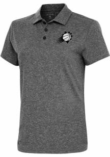 Antigua Phoenix Suns Womens Black Metallic Logo Motivated Short Sleeve Polo Shirt
