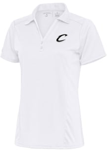 Antigua Cleveland Cavaliers Womens White Metallic Logo Tribute Short Sleeve Polo Shirt