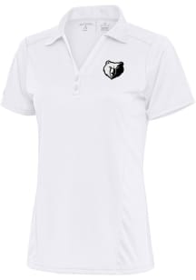 Antigua Memphis Grizzlies Womens White Metallic Logo Tribute Short Sleeve Polo Shirt