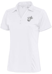Antigua Miami Heat Womens White Metallic Logo Tribute Short Sleeve Polo Shirt