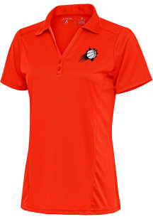 Antigua Phoenix Suns Womens Orange Metallic Logo Tribute Short Sleeve Polo Shirt