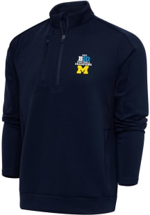 Antigua Michigan Wolverines Mens Navy Blue 2023 Big Ten Champions Generation Long Sleeve 1/4 Zip..