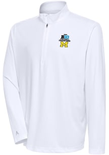 Antigua Michigan Wolverines Mens White 2023 Big Ten Champions Tribute Long Sleeve 1/4 Zip Pullov..