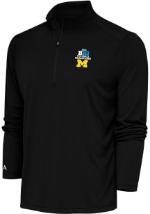 Antigua Michigan Wolverines Mens Black 2023 Big Ten Champions Tribute Long Sleeve 1/4 Zip Pullov..