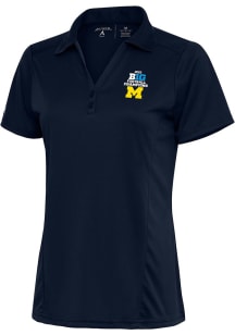 Antigua Michigan Wolverines Womens Navy Blue 2023 Big Ten Champions Tribute Short Sleeve Polo Sh..
