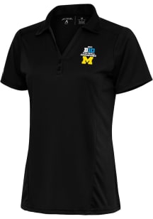 Antigua Michigan Wolverines Womens Black 2023 Big Ten Champions Tribute Short Sleeve Polo Shirt