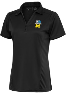Antigua Michigan Wolverines Womens Grey 2023 Big Ten Champions Tribute Short Sleeve Polo Shirt