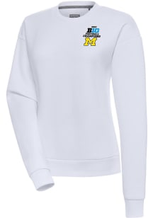 Antigua Michigan Wolverines Womens White 2023 Big Ten Champions Victory Crew Sweatshirt
